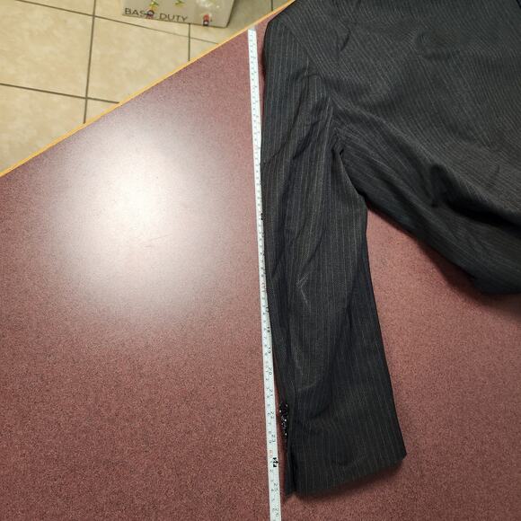 Vtg Pure Wool Blazer Mens Large XL Black Pinstripe Tailors Row S&K Famous Brands - Picture 7 of 16